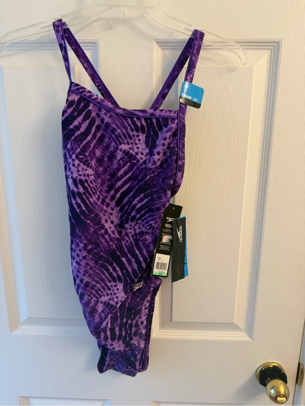 Speedo Womens/Girls' Purple Tie-Dye Competition One-Piece Swimsuit